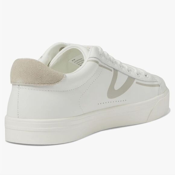 White and Gray Leather Casual Sneakers - Picture 2 of 6